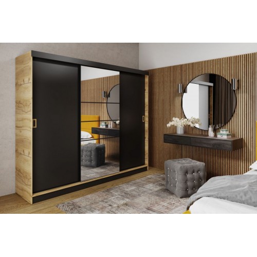 Skapis ar spoguli RETRO 6250, Zelts craft/Melns